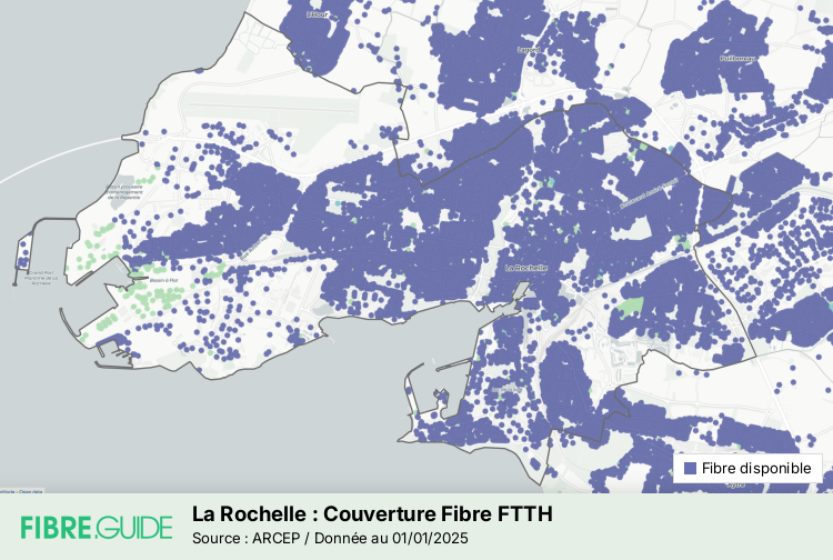 Carte d'éligibilité fibre optique de La Rochelle