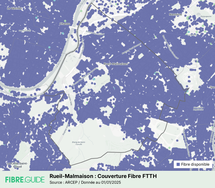 Carte d'éligibilité fibre optique de Rueil-Malmaison